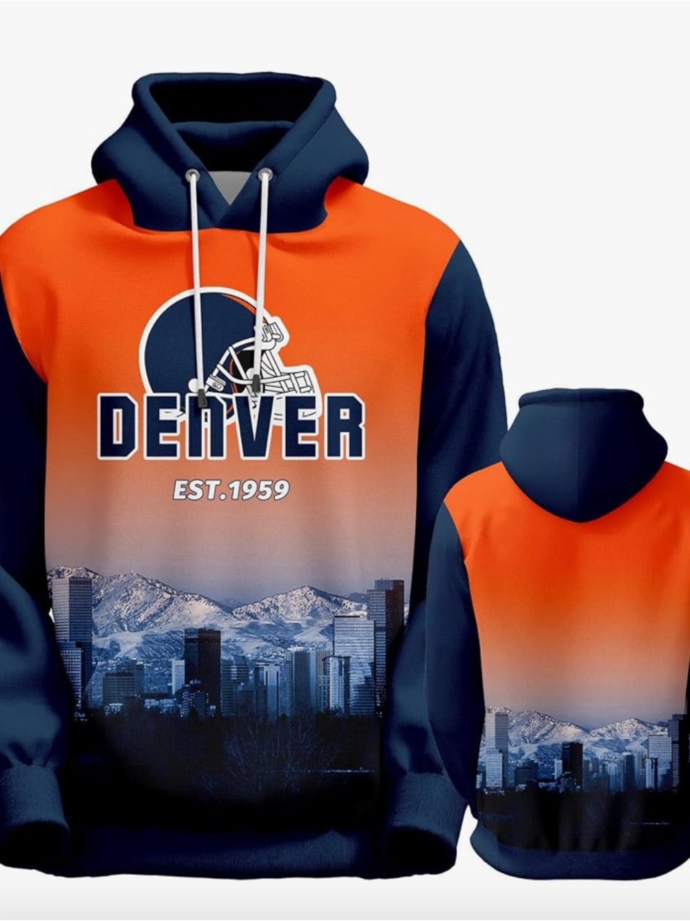 Denver Gradient Pullover Hoodie - Orange & Navy